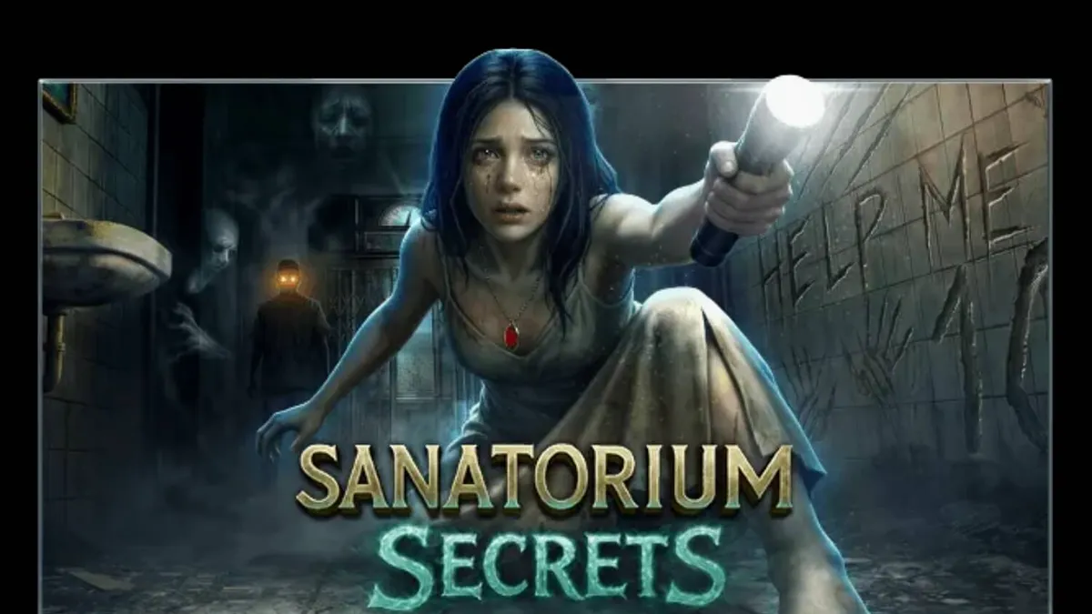 Interface do slot Sanatorium Secrets em um dispositivo móvel mostrando o cenário sombrio do sanatório